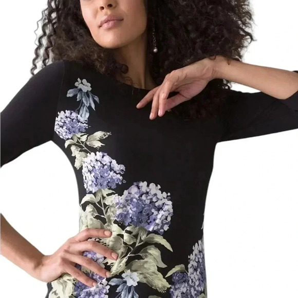 White House Black Market reversible dress with hydrangea flower print size S - Picture 8 of 14